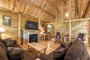 Smart TV, fireplace, DVD player