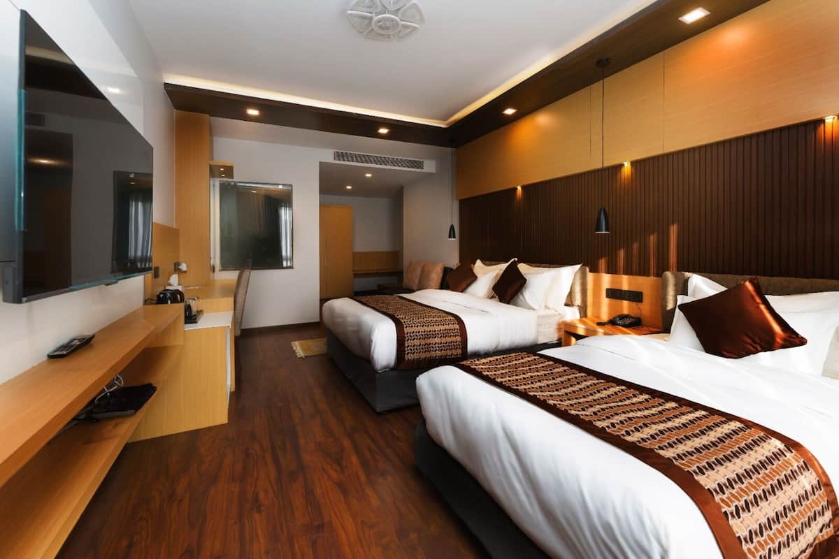 Family Double or Twin Room, City View | 1 bedroom, in-room safe, desk, laptop workspace