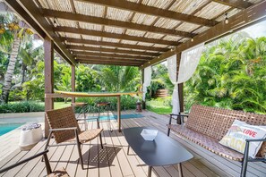 Terrace/patio - Private Oasis w/ Pool: Walk to Melbourne Beach! (Melbourne Beach)