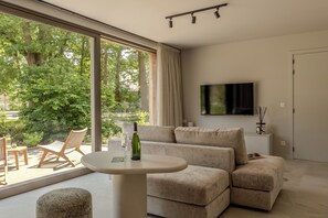 Smart TV, video library, stereo