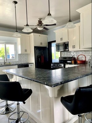 Fridge, microwave, stovetop, dishwasher