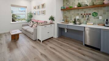 Hypo-allergenic bedding, memory-foam beds, desk, laptop workspace