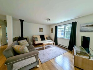 TV, fireplace, offices