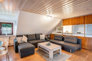 TV - Apartment 'Ferienwohnung Im Obergeschoss' with Shared Terrace, Shared Garden and Wi-Fi (Immenstedt)