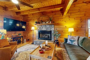 TV, fireplace, foosball, table tennis