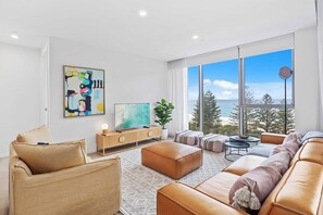 Apartment, 2 Bedrooms, Ocean View | Living area | Flat-screen TV