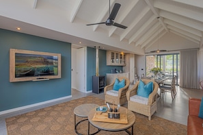 Executive Villa with Lagoon View | Living area | Fireplace