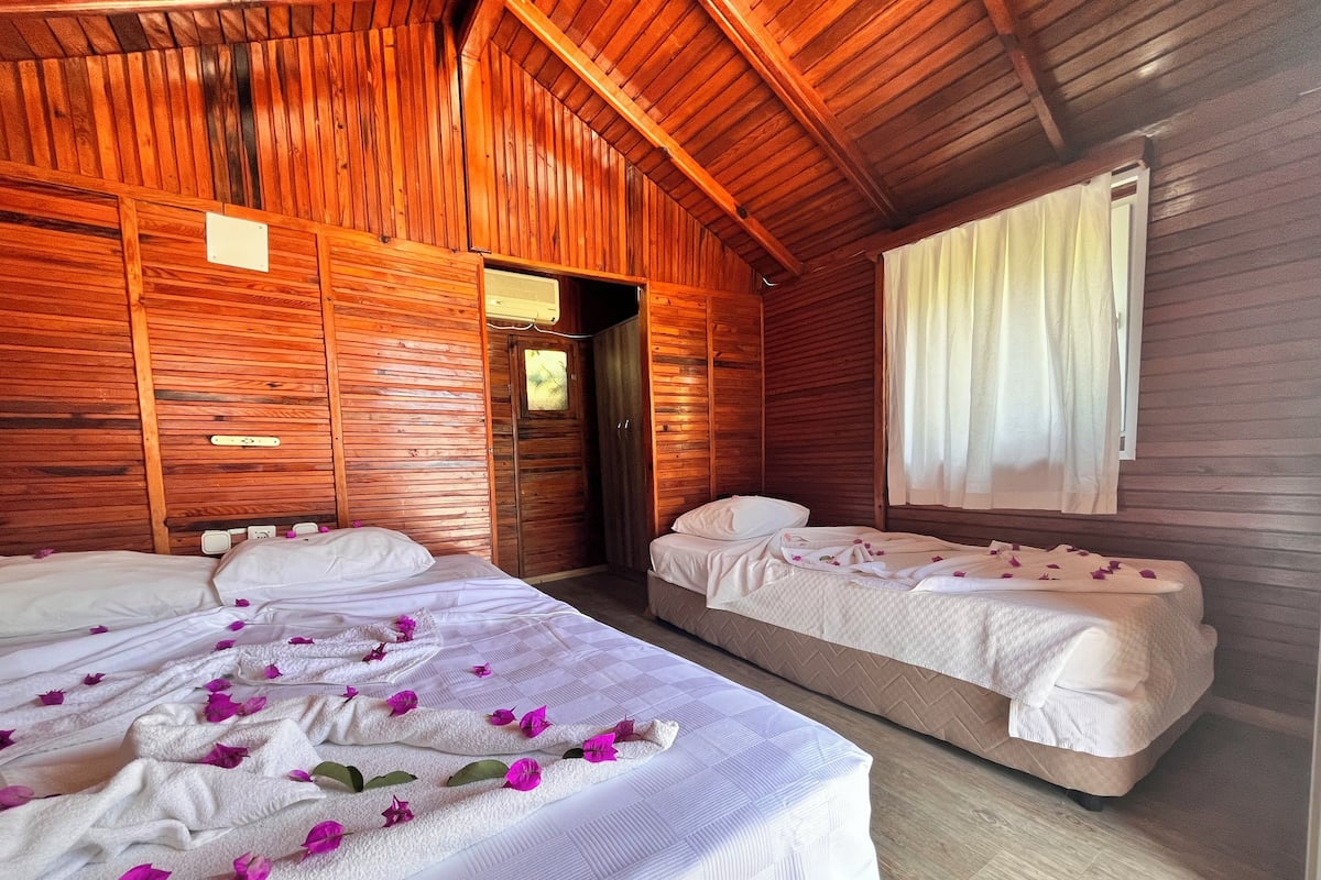 標準單棟小屋, 山景 | 高級寢具、迷你吧、床單