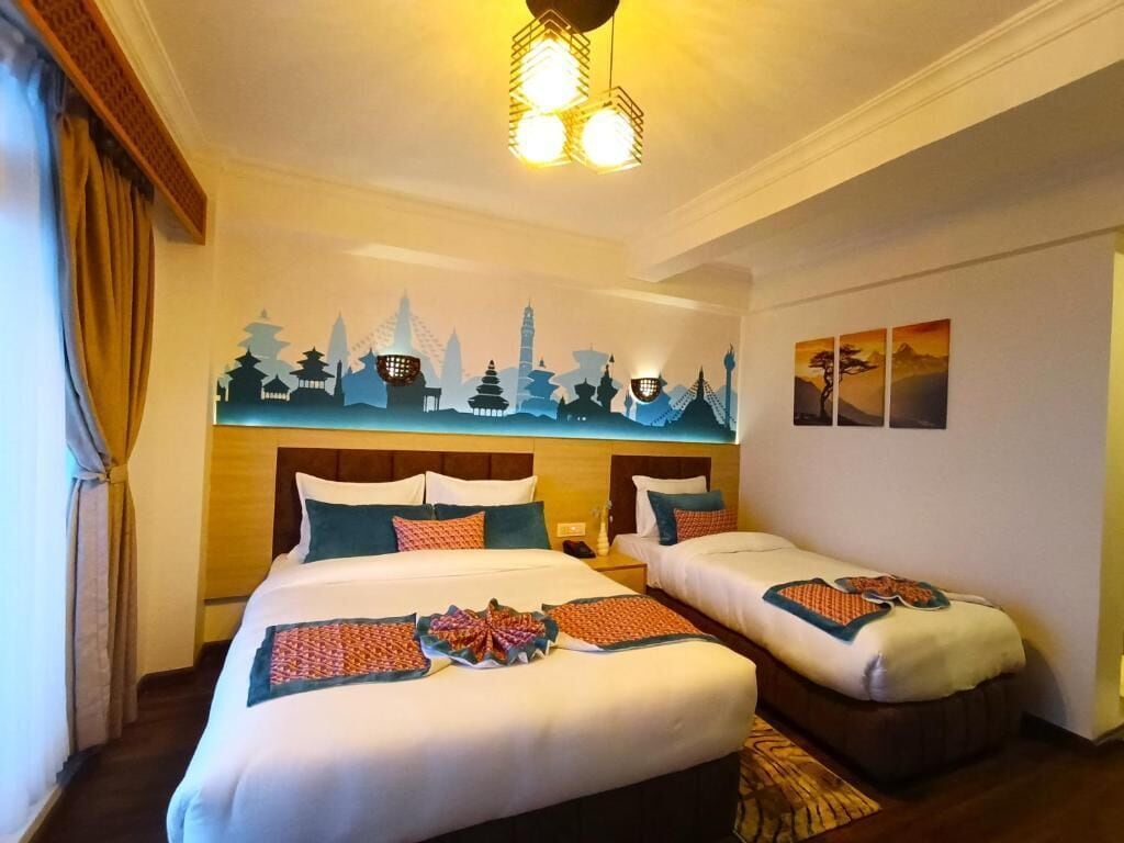 Deluxe Twin kamer, uitzicht op bergen | Luxe beddengoed, een minibar, gratis wifi, beddengoed