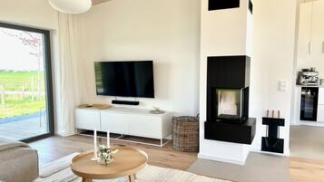 Fernseher, Kamin, Tischfußball, Tischtennisplatte