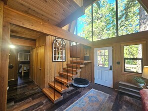 Interior - Tucked in the trees, Cedar Hill is a cozy A-frame cabin with modern updates, a spacious kitchen, wraparound deck, and stunning views. The perfect mountain escape for families, couples, and friends—plus, it's pet-friendly! (Shaver Lake)