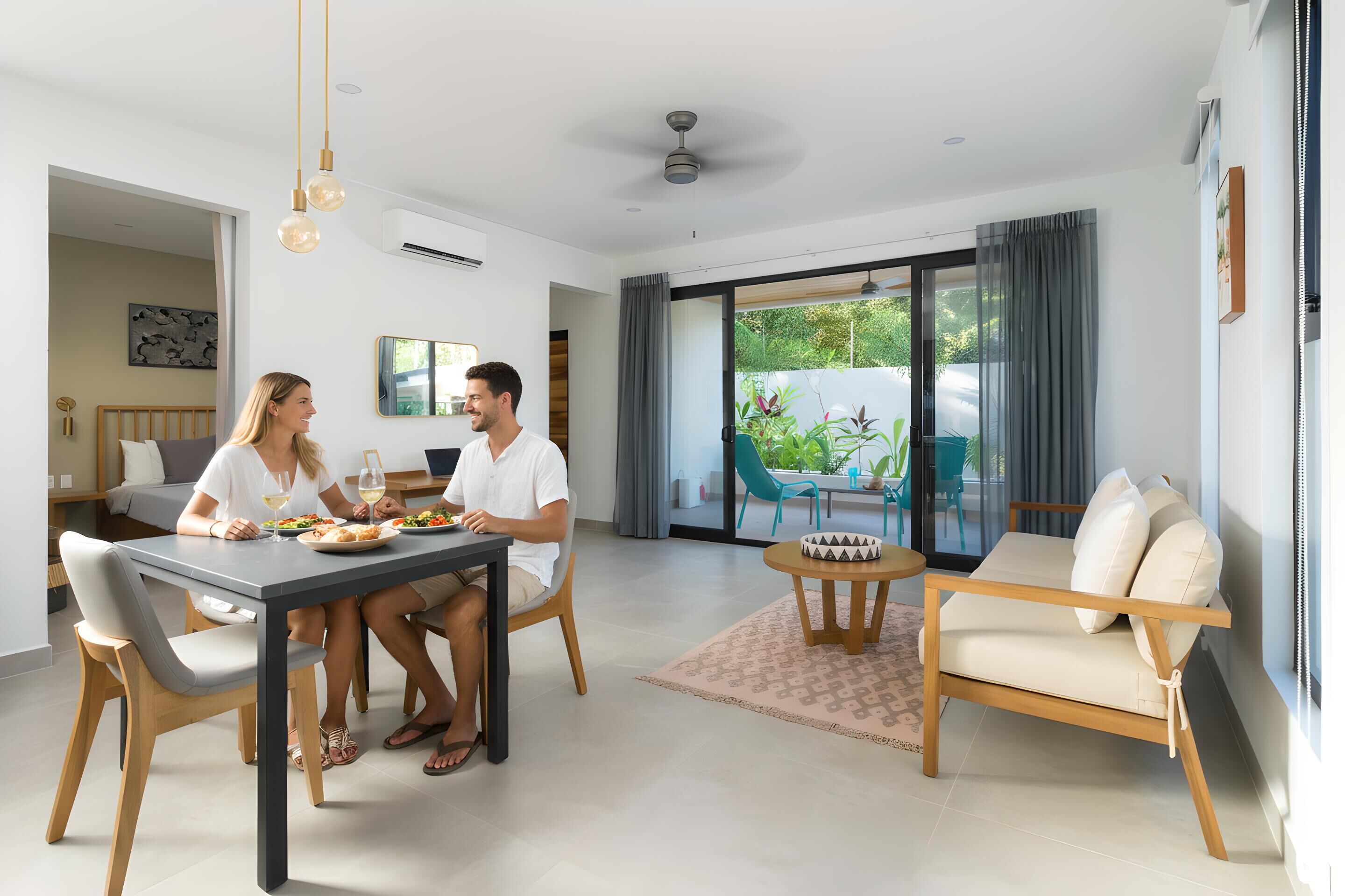 Apartemen, 1 kamar tidur, teras, pemandangan kebun | Ruang makan