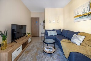 Apartment, 1 Bedroom, Balcony, City View | Living room - 74 Prokymea- Steps From the Sea, Downtown, Balcony (Limassol)