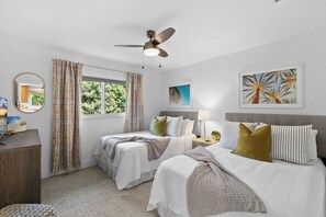 3 bedrooms, desk, iron/ironing board, travel cot