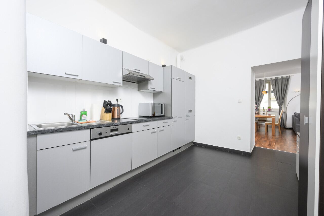 Kühlschrank, Mikrowelle, Herdplatte, Geschirrspüler