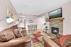 TV, fireplace, offices - Trendy 2 BDR Condo w/ Pool + Hot Tub Near Downtown (Gatlinburg)