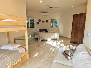 4 bedrooms, desk, iron/ironing board, travel crib