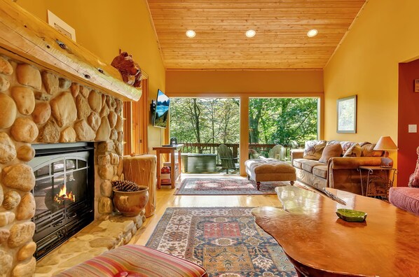 TV, fireplace