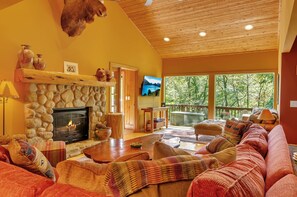 TV, fireplace - Chalet w/ Hot Tub & Sauna Near Holiday Valley (Ellicottville)