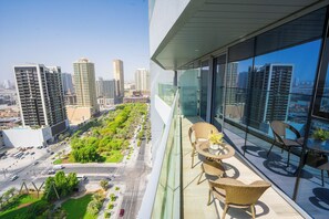 Deluxe Apartment, Balcony, City View | Balcony - Aya - Elegant 1BR Retreat In The Heart Of JVC (Dubai)