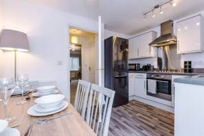 Family House | Private kitchen | Electric kettle, toaster - Lovely three bed home Manchester (Bury)