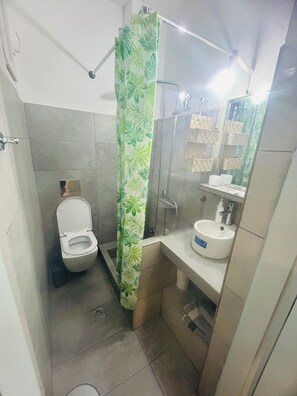 Family Studio, 1 Bedroom | Bathroom | Shower, hair dryer, soap, shampoo - Casa filareti (Ios)
