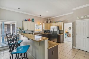 Family House, Courtyard View | Private kitchen | Full-size fridge, microwave, oven, stovetop