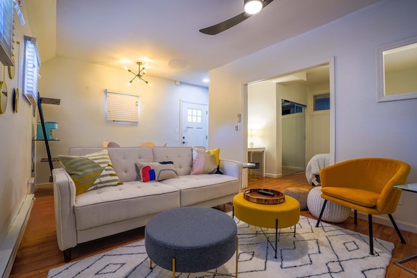 Modern retro style living room with Smart TV