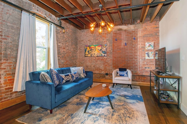 Chic living room with Smart TV and comfortable seating