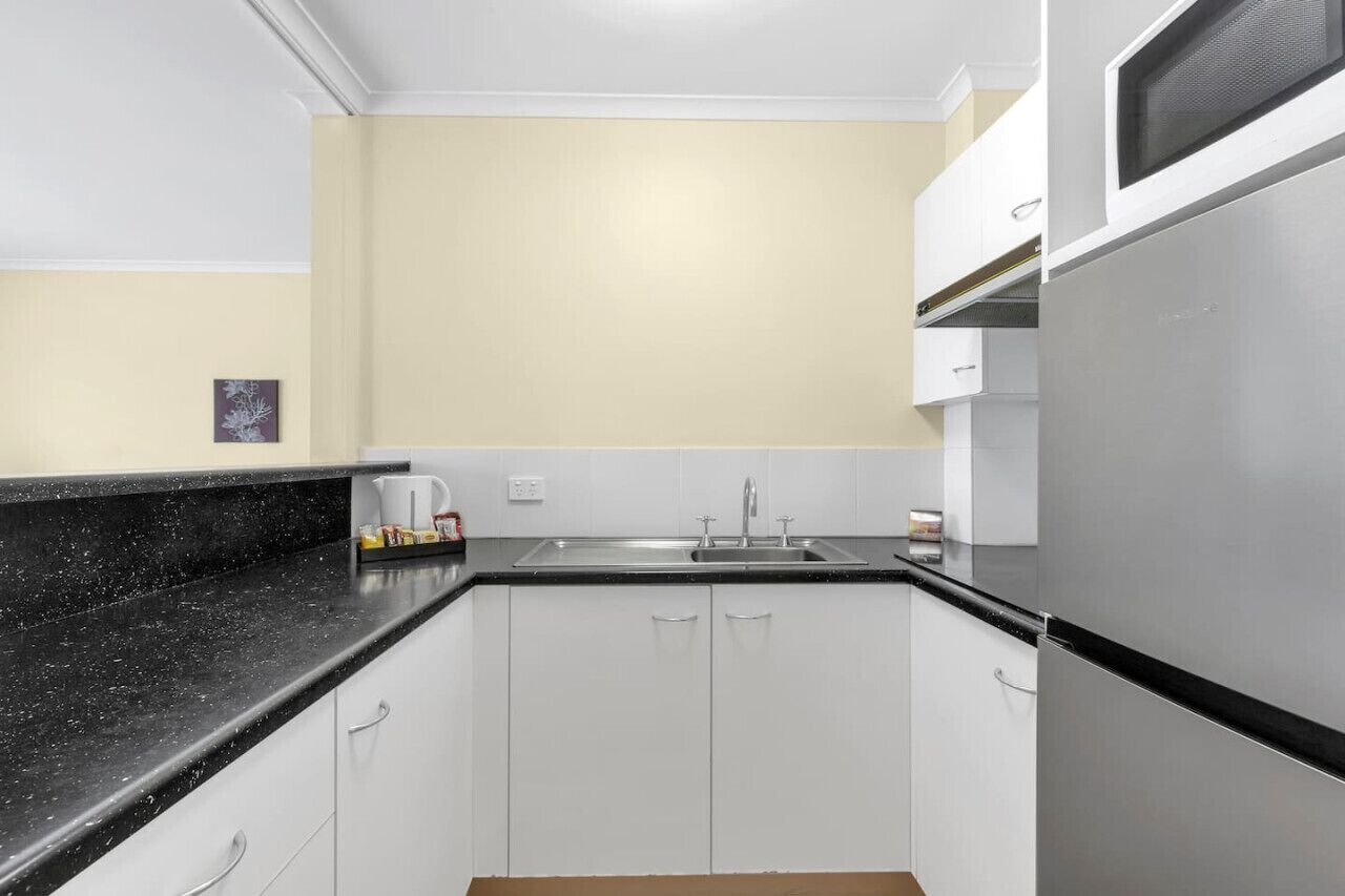 Fridge, microwave, stovetop, toaster