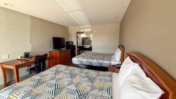 Laptop workspace, free WiFi, bed sheets