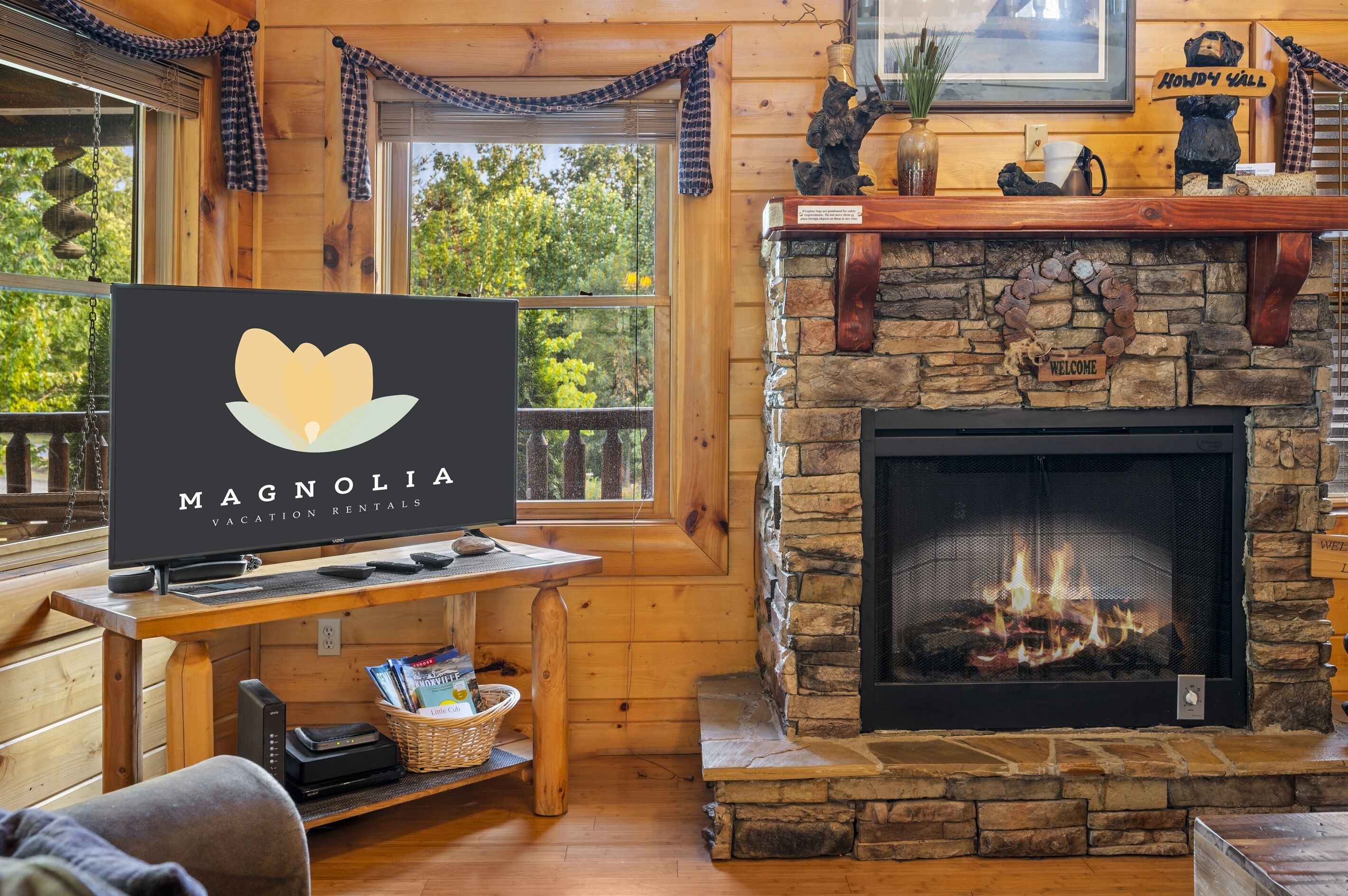 Living room with fireplace