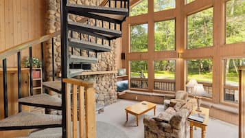 Family Cabin, 2 Bedrooms | Living area | Flat-screen TV, fireplace