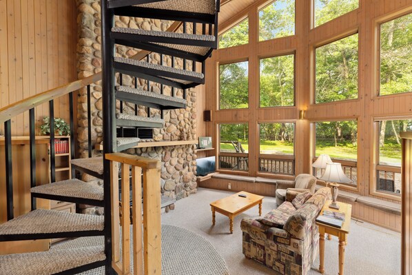 Family Cabin, 2 Bedrooms | Living area | Flat-screen TV, fireplace