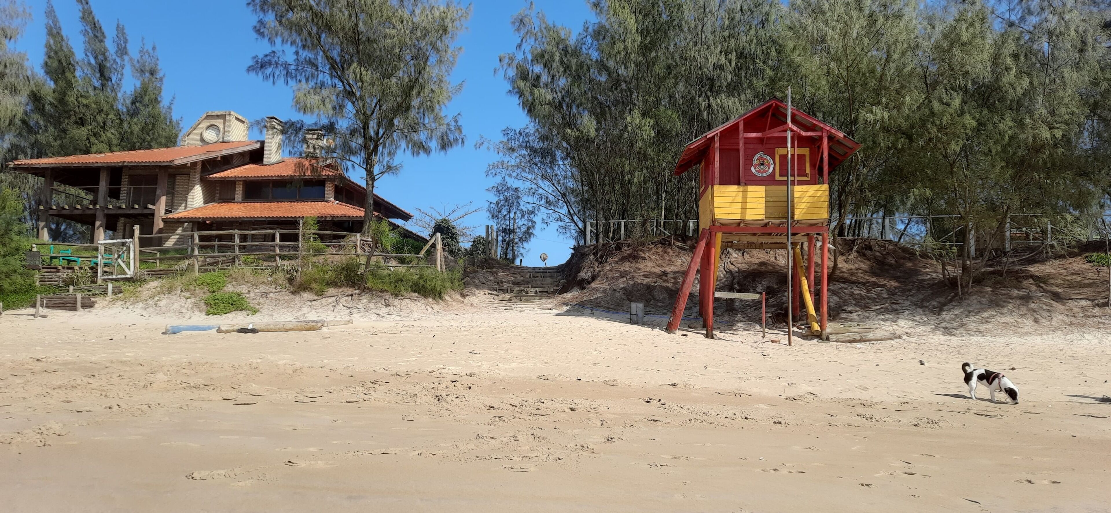 On the beach, white sand