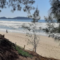On the beach, white sand