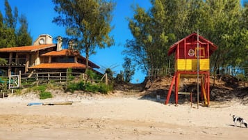 On the beach, white sand