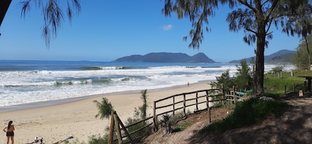 On the beach, white sand