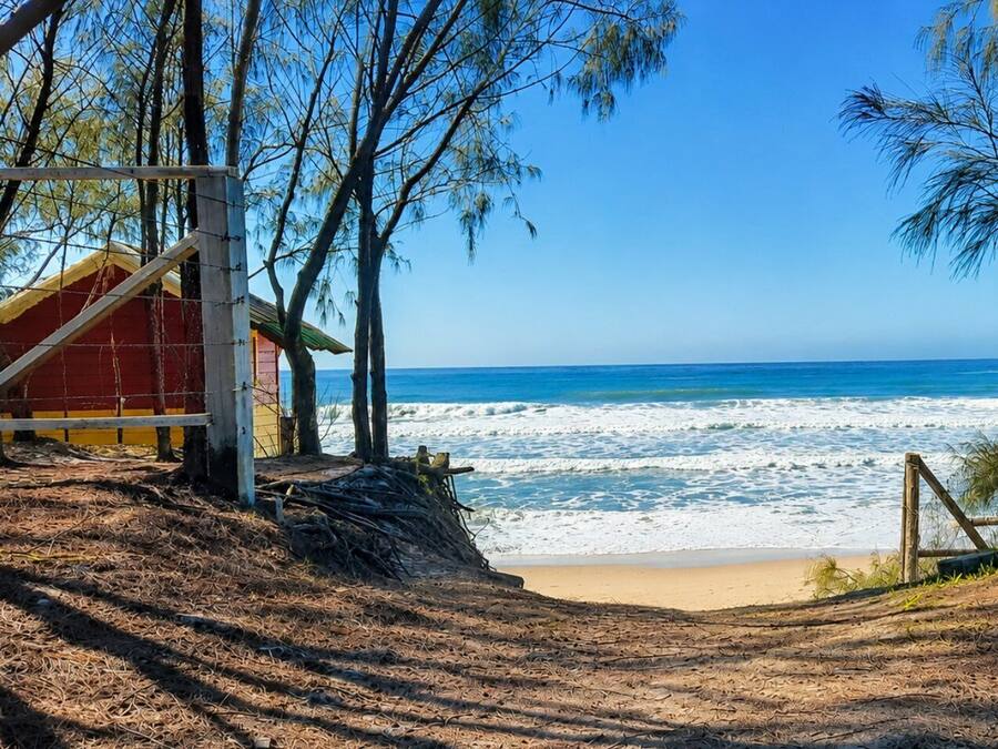 On the beach, white sand