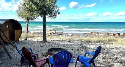 Lake Huron Cozy Cabin Escape w/ Sauna, Fire Pit, and Private Waterfront Access