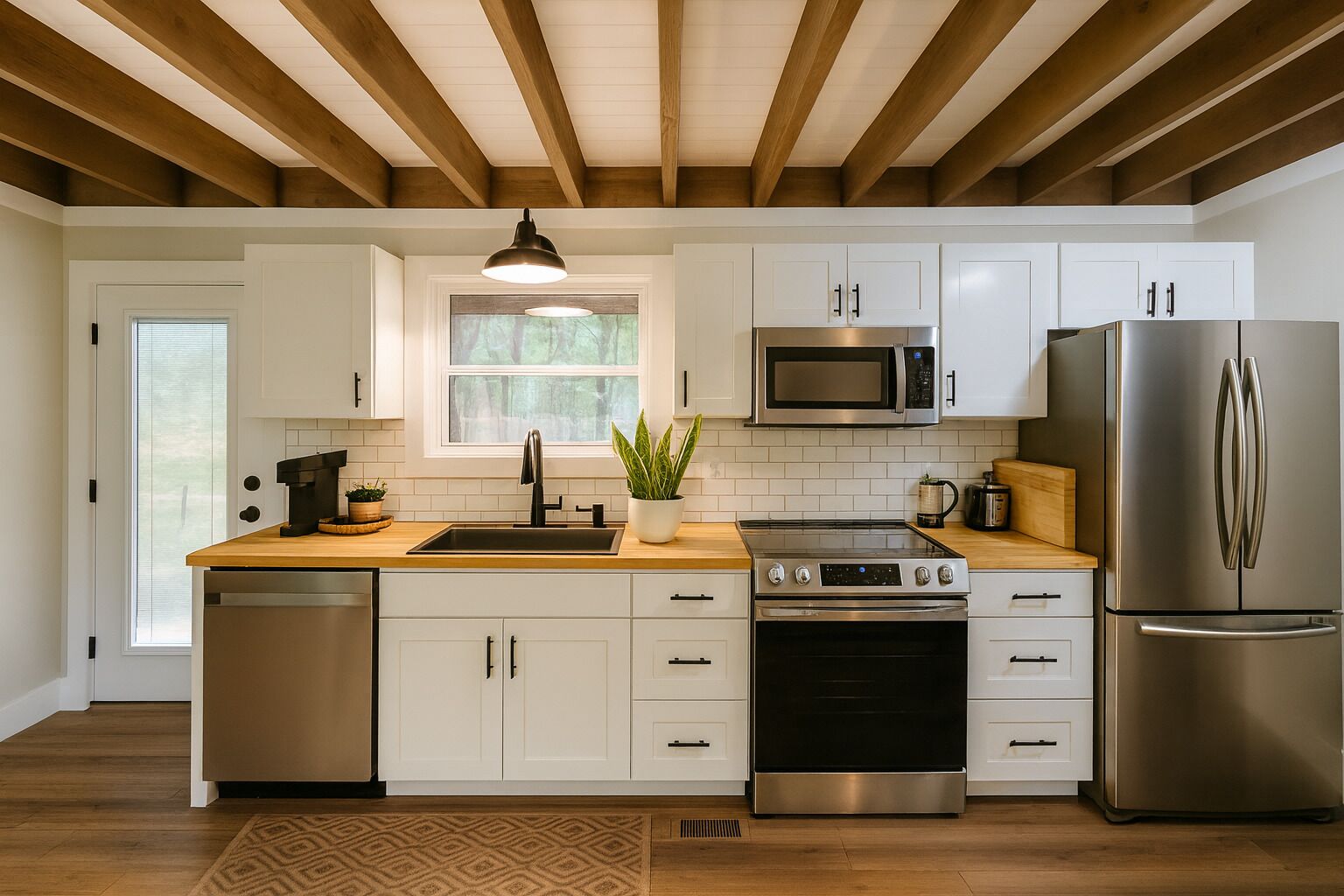 Refrigerador, microondas, horno y parrilla de estufa 