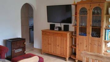 TV, fireplace, DVD player, stereo