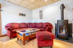 TV, fireplace, DVD player, stereo - Holiday Home Riepke with Private Terrace and Garden (Cammin)