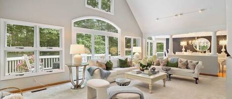 Smart TV, fireplace, table tennis, books