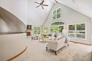 Smart TV, fireplace, table tennis, books