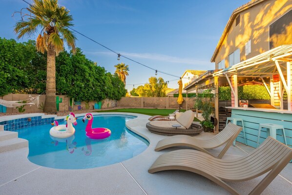 Outdoor pool, a heated pool