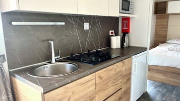 Fridge, microwave, stovetop, spices