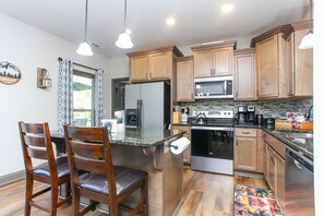 Fridge, microwave, oven, stovetop - Grant & Garrett's Mountain Hideaway Spectacular Long Range Views (Bryson City)