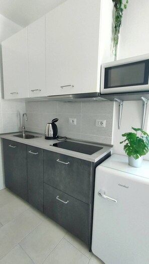 Kühlschrank, Mikrowelle, Ofen, Herdplatte