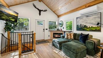 Smart TV, fireplace, computer monitors